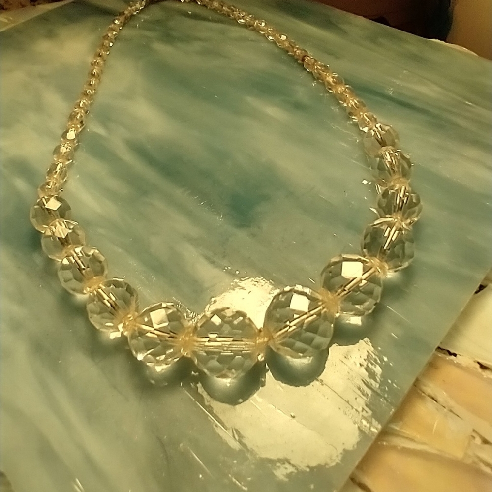 Vintage crystal bead necklace choker stunning MCM
